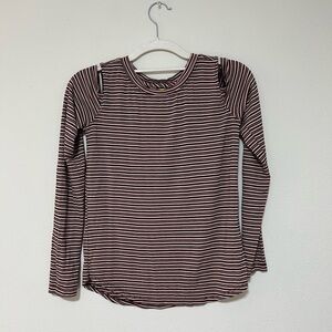 Prince & Fox Striped Open-Shoulder Long-Sleeve Top